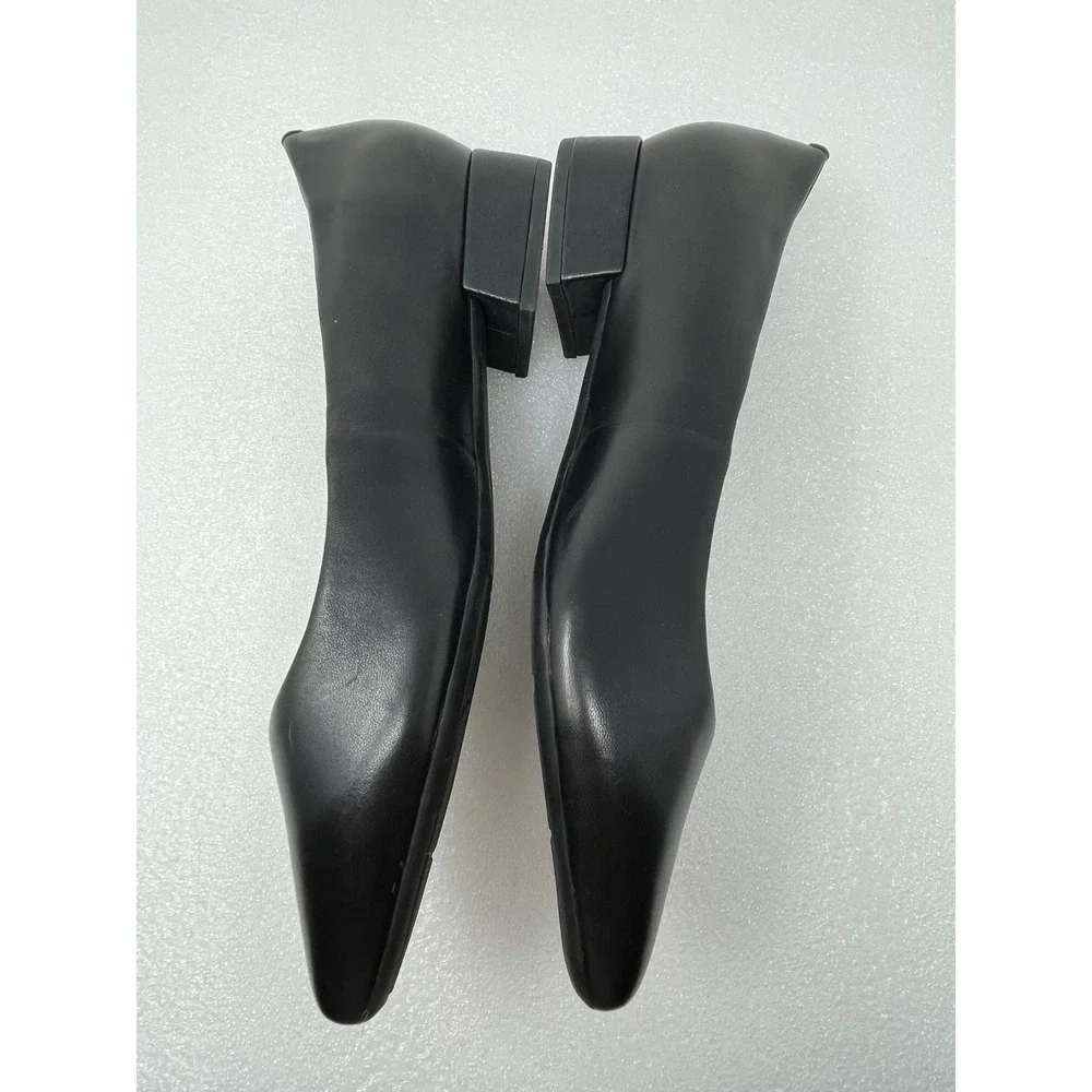 Easy Spirit Caldise Womens 10W Black Leather Pointed Toe Block Heel Pumps Shoes